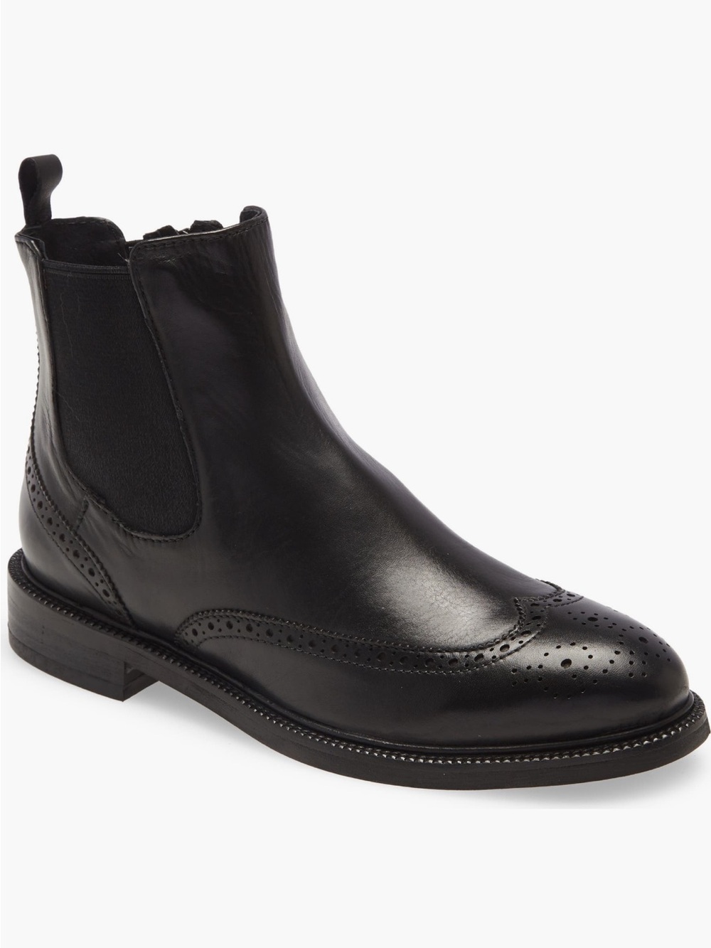 Jeffrey Campbell Edmone Black Leather Wingtip Chelsea Boots NWOT